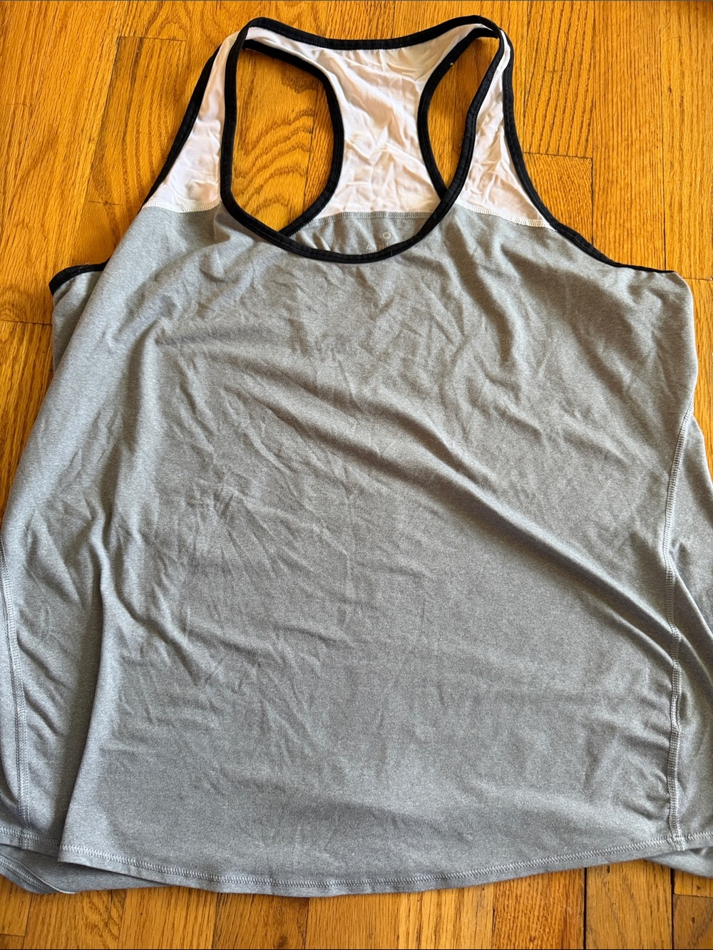 Athleta Grey Racerback Tank with Black Trim